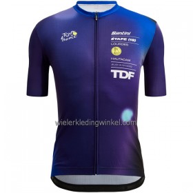 Set Fietsshirt + Korte Koersbroek 2022 Ronde van Frankrijk Lourdes-Hautacam Blauw
